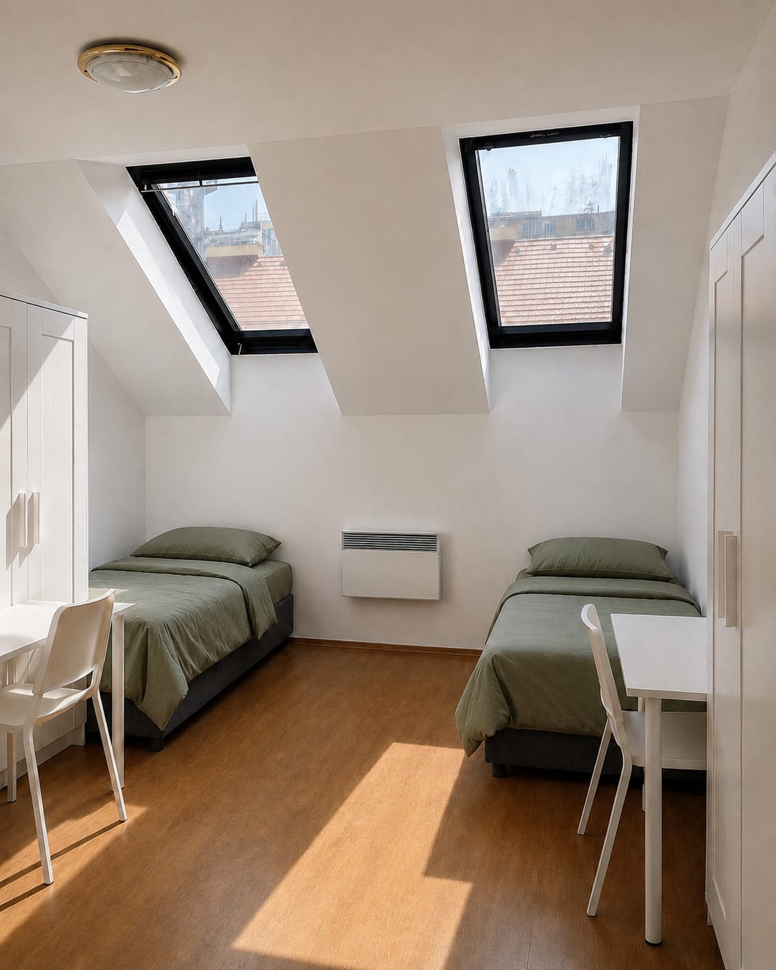 Attic twin room with skylights, Bro-coli Žižkov
