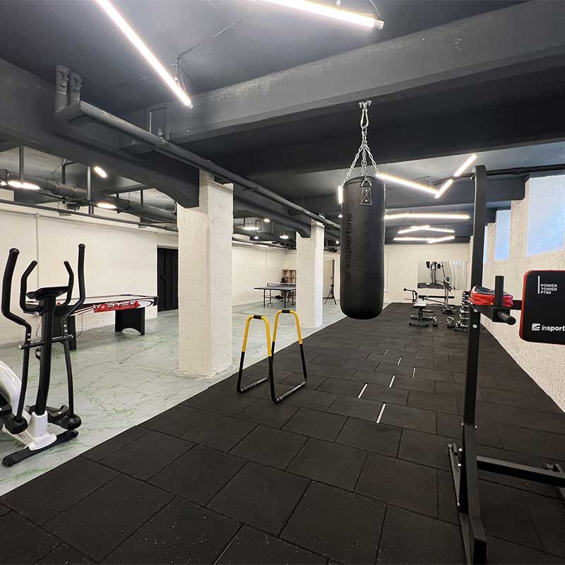 Indoor gym at Palmovka building