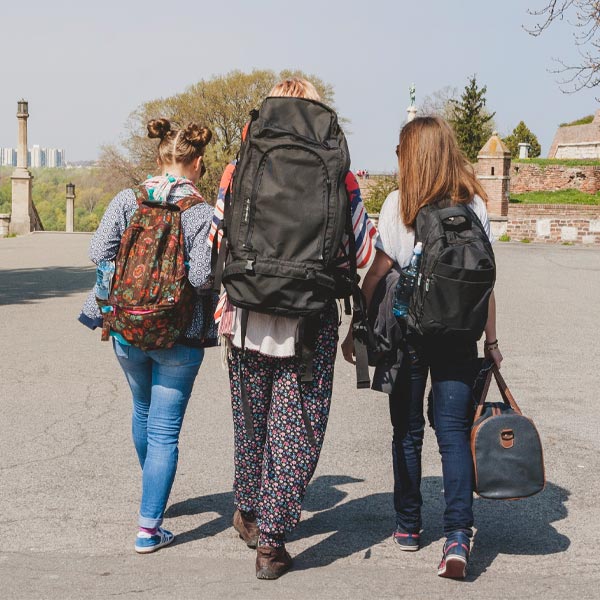 Group of friends traveling